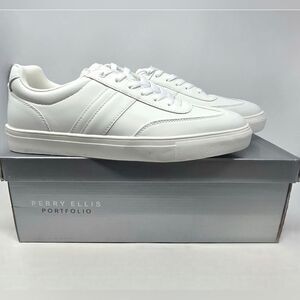 Perry Ellis Portfolio Faux Leather Casual Sneaker White Men's Size 11 NIB